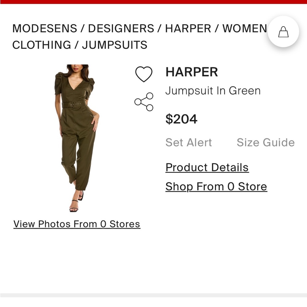 Green Harper Jumpsuit by A. Calvin for Flying Tomato, Size Small